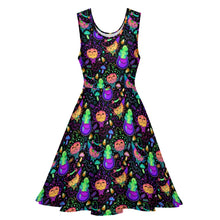 Load image into Gallery viewer, Neon witches cat print dress