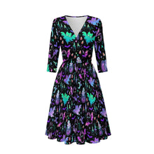 Load image into Gallery viewer, Neon ghost bats print dress