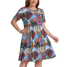 Load image into Gallery viewer, Romantasy book short sleeved dress plus size