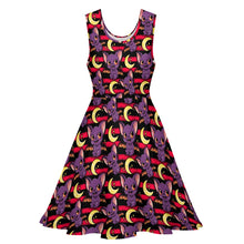 Load image into Gallery viewer, Cartoon bats and moon stripe print dress