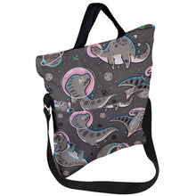 Load image into Gallery viewer, Dinosaurs in space tote bag- Grey