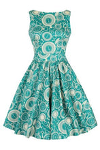Load image into Gallery viewer, Tik Tok clocks teal tea dress- Lady Vintage