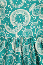 Load image into Gallery viewer, Tik Tok clocks teal tea dress- Lady Vintage
