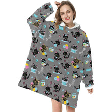 Load image into Gallery viewer, Black cat Blanket Hoodie