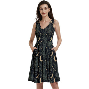 Moon and fern print dress