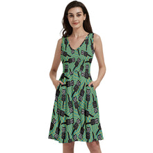 Load image into Gallery viewer, Kitsch cat clock print dress
