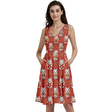 Load image into Gallery viewer, Lucky cat print dress
