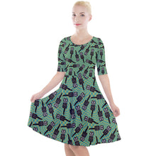 Load image into Gallery viewer, Kitsch cat clock print dress
