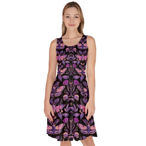 Purple moth print dress