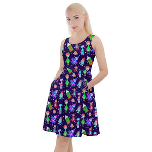 Button space print dress