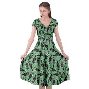 Kitsch cat clock print dress