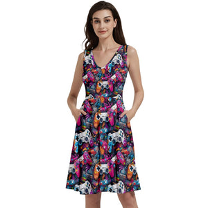 Game controller print dress