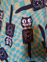 Load image into Gallery viewer, Kitsch cat clock print dress
