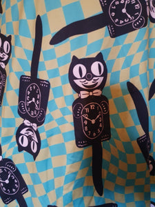 Kitsch cat clock print dress