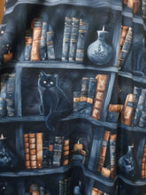 Load image into Gallery viewer, Black cats and bookcases print dress
