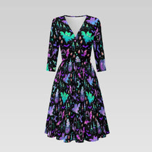 Load image into Gallery viewer, Neon ghost bats print dress
