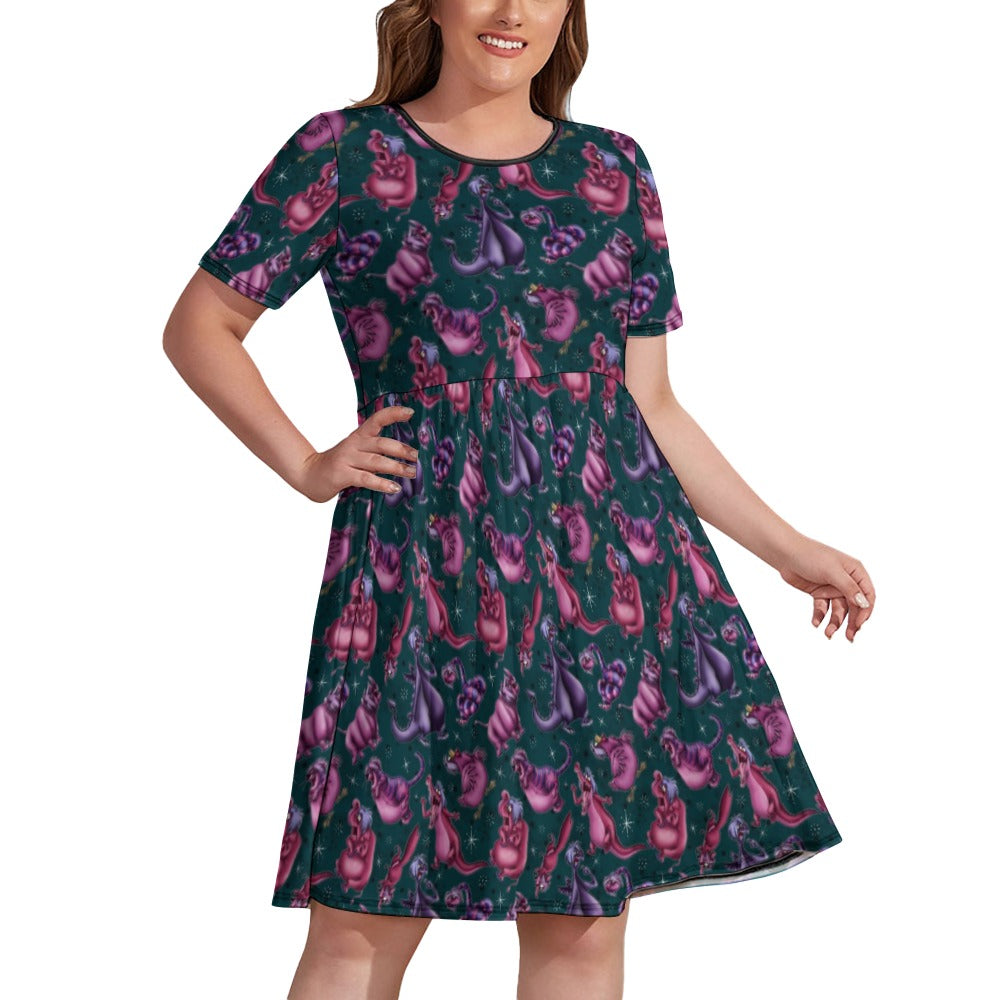 Witch and wizard short sleeved dress plus size