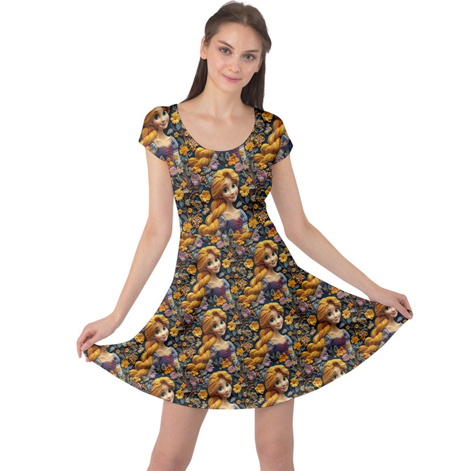 Embroidered Tower Princess print dress