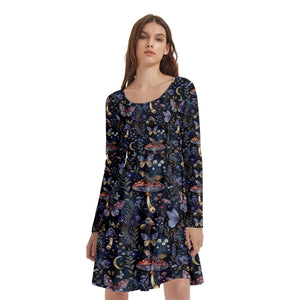 Midnight toadstool garden print dress