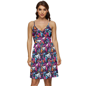 Game controller print dress