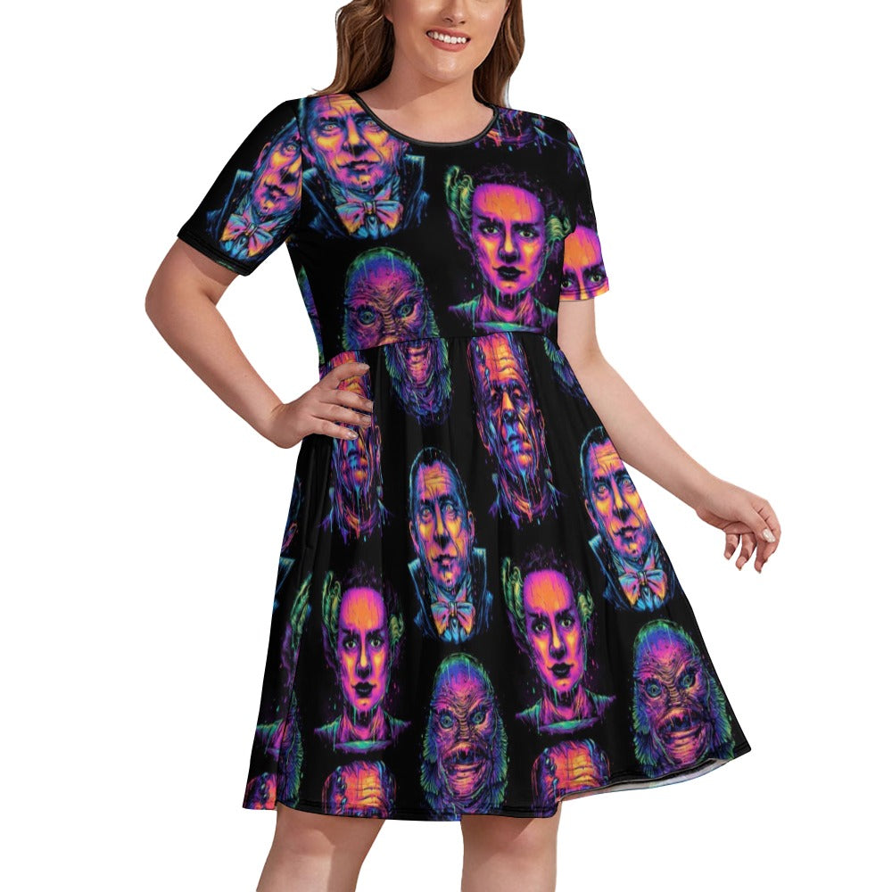 Universal monsters book short sleeved dress plus size