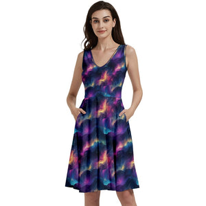 Fire lights print dress