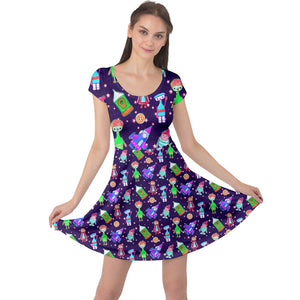 Button space print dress