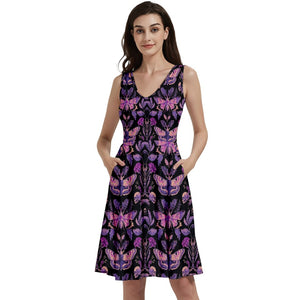 Purple moth print dress