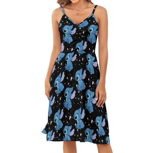 Blue dog strappy summer dress plus size
