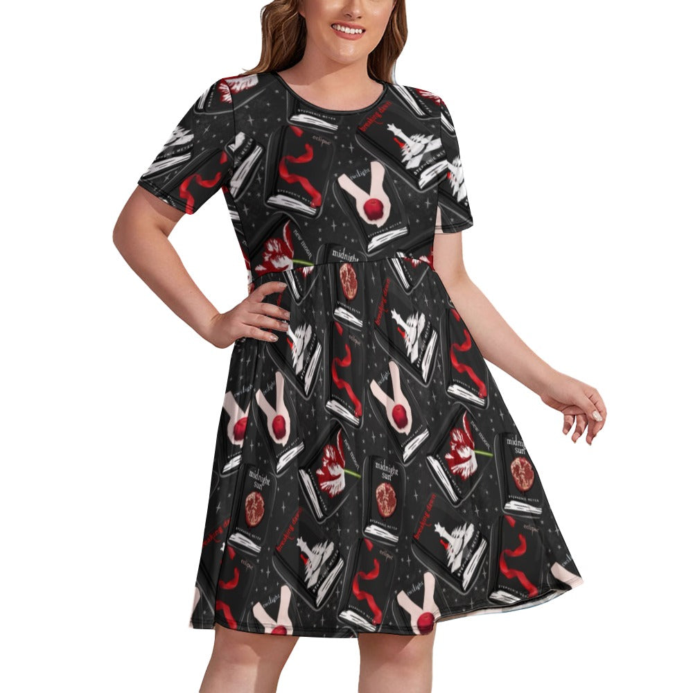 Vampire romance book short sleeved dress plus size