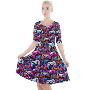 Game controller print dress