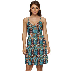 Embroidered Hawaiian Princess print dress