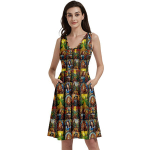 Oz stained glass print dress