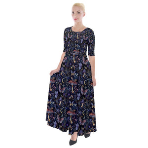 Midnight toadstool garden print dress