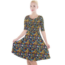 Load image into Gallery viewer, Embroidered reading Princess print dress
