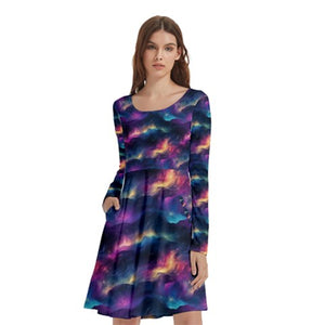 Fire lights print dress