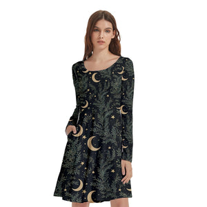 Moon and fern print dress