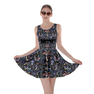 Midnight toadstool garden print dress