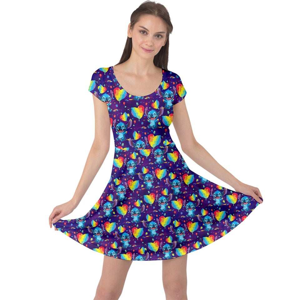 Stitch rainbow heart print dress