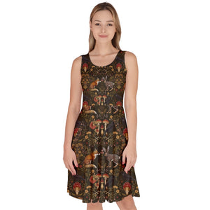 Woodland creatures print dress