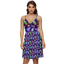 Load image into Gallery viewer, Button space print dress
