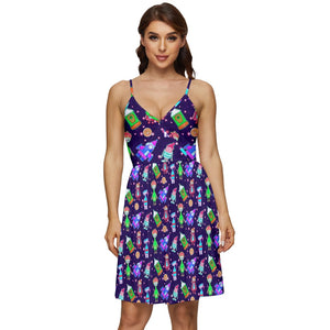 Button space print dress