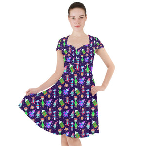 Button space print dress