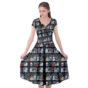 Magical bookcase print dress