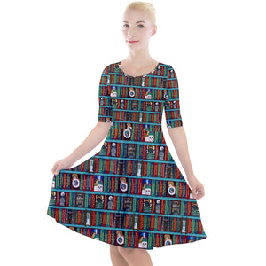 Fantasy book shelf print dress