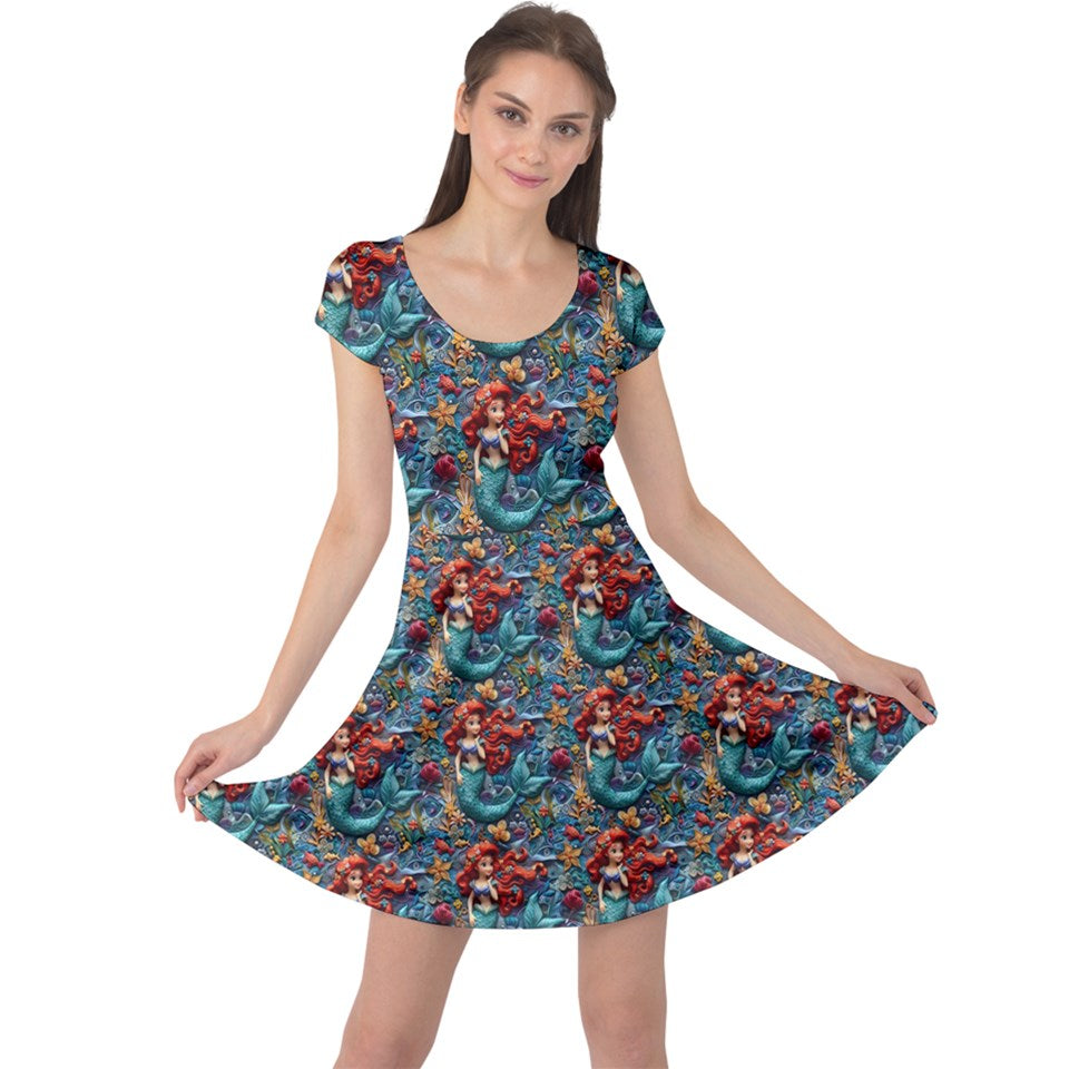 Embroidered mermaid Princesses print dress