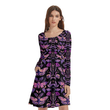 Load image into Gallery viewer, Purple moth print dress
