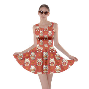 Lucky cat print dress