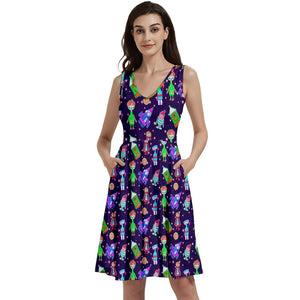 Button space print dress