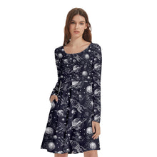 Load image into Gallery viewer, Spaceship to the moon print dress
